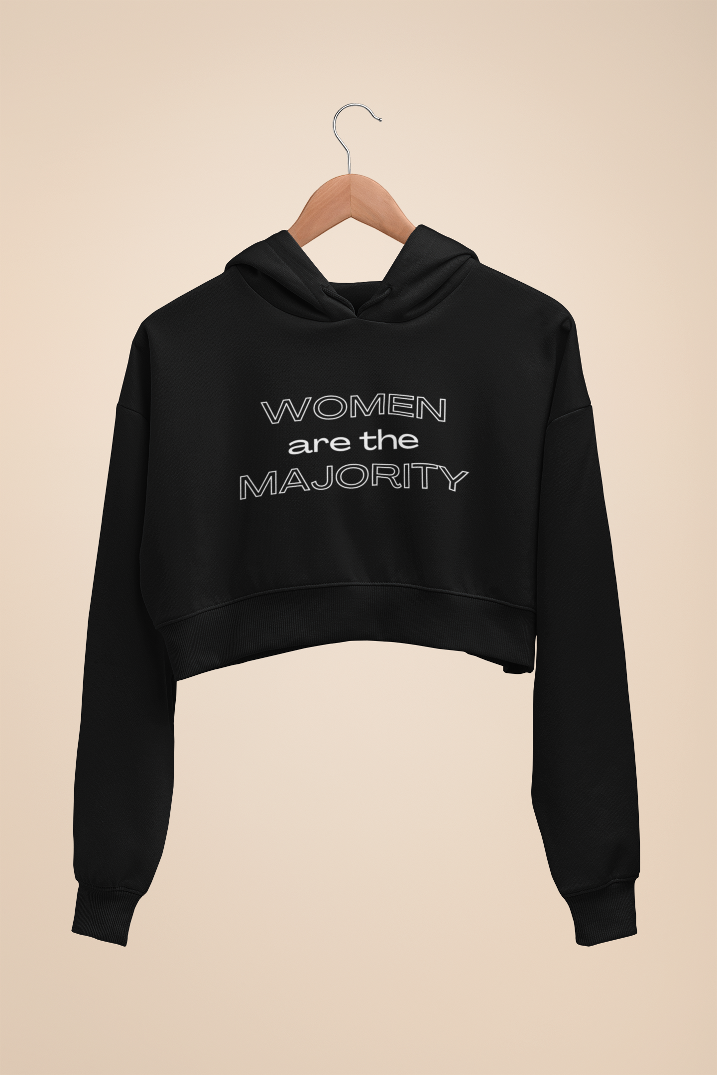 Women are the Majority Cropped Hoodie - EarthTones